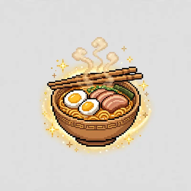 Steaming bowl of ramen power-up