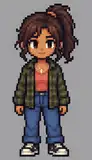 Sally's pixel-art sprite bouncing forever
