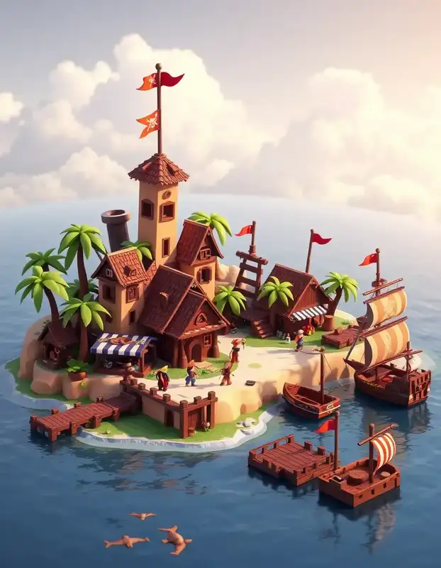 Pirate Island at dusk